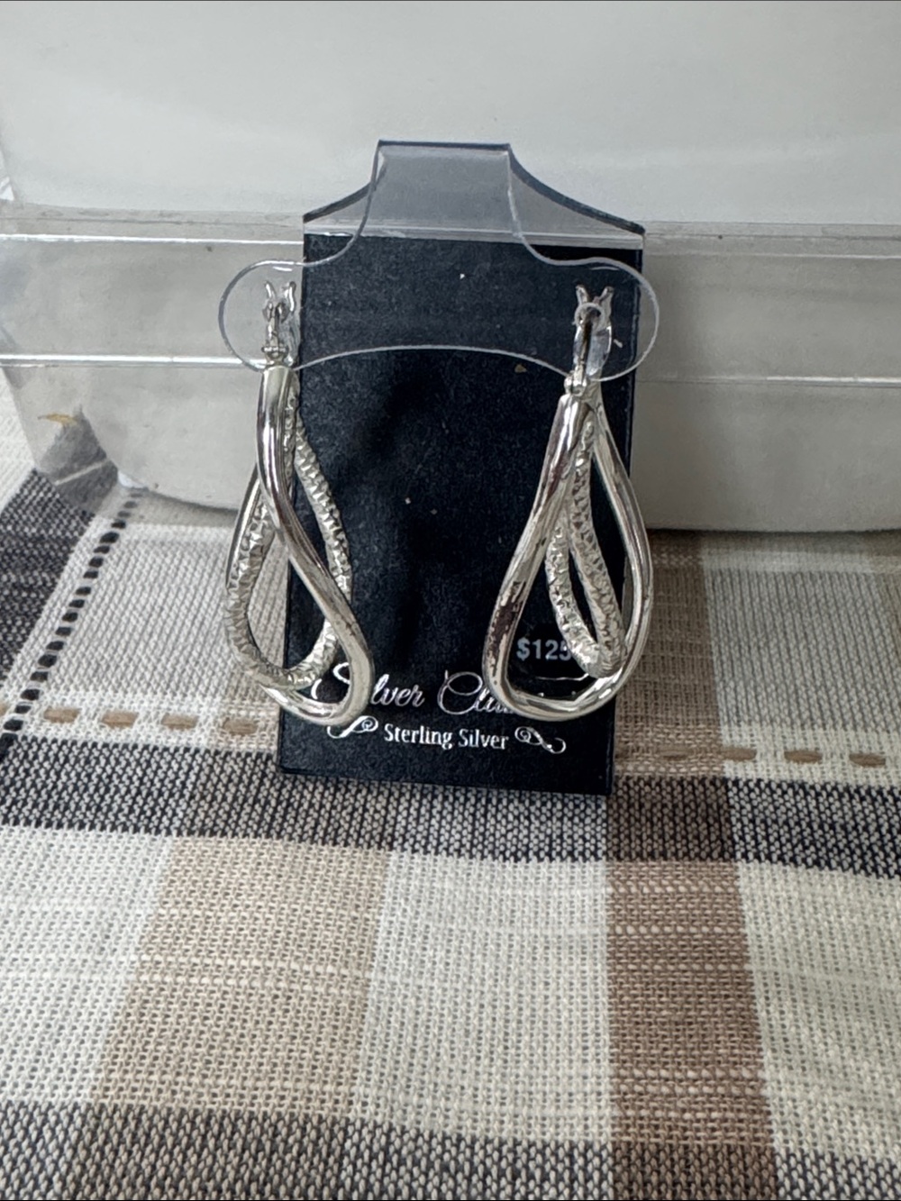 Sterling Silver Twisted Loop Drop Earrings - Silver